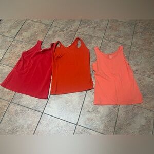 Lot of 3 small L.L. Bean Women's Tank Tops - Red, Orange, Coral